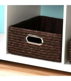 Casâme Paniers Et Corbeilles Lot De 4 Tiroirs En Paille Tressé - Marron Foncé -Accessoires de cheminée Soldes lot de 4 tiroirs en paille tresse marron fonce 2