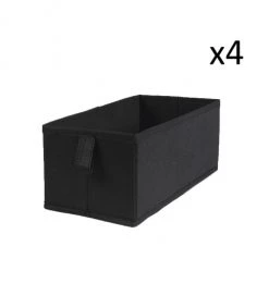 Casâme Boîtes Lot De 4 Tiroirs Pliables Intissés 28x14x11cm - Noir