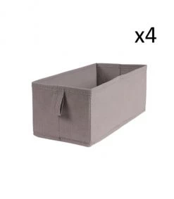 Casâme Boîtes Lot De 4 Tiroirs Pliables Intissés 28x14x11cm - Taupe