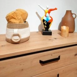 Meubletmoi Paniers Et Corbeilles Lot De 5 Paniers Ronds Marron Et Blanc Avec Poignées Bois -Accessoires de cheminée Soldes lot de 5 paniers ronds marron et blanc avec poignees bois 3