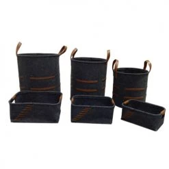 Meubletmoi Paniers Et Corbeilles Lot De 6 Corbeilles En Feutre Gris Foncé