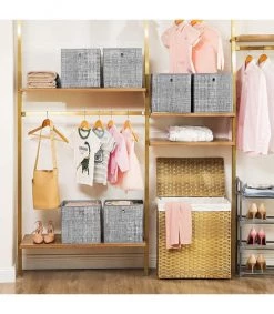 Calicosy Boîtes Lot De 6 Cubes De Rangement Pliables Gris En Tissu Non Tissés - H30 Cm -Accessoires de cheminée Soldes lot de 6 cubes de rangement pliables gris en tissu non tisses h30 cm 3