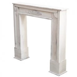 Mobili Rebecca Accessoires De Cheminée Manteau De Cheminée Effet Vieilli 105x21x100 Cm En Paulownia Blanc -Accessoires de cheminée Soldes manteau de cheminee effet vieilli 105x21x100 cm en paulownia blanc 3