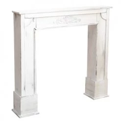 Mobili Rebecca Accessoires De Cheminée Manteau De Cheminée Effet Vieilli 105x21x100 Cm En Paulownia Blanc -Accessoires de cheminée Soldes manteau de cheminee effet vieilli 105x21x100 cm en paulownia blanc 4