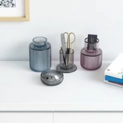 Umbra Paniers Et Corbeilles Organiseur En Verre Gris 14x14x16cm -Accessoires de cheminée Soldes organiseur en verre gris 14x14x16cm 2