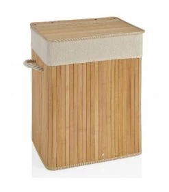 Wadiga Paniers à Linge Panier à Linge Bambou Poignées Corde Intérieur Amovible Beige