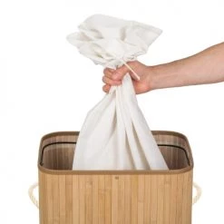 Tectake Paniers Et Corbeilles Panier à Linge Bambou Rectangulaire Beige -Accessoires de cheminée Soldes panier a linge bambou rectangulaire beige 4