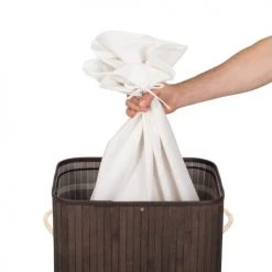 Tectake Paniers Et Corbeilles Panier à Linge Bambou Rectangulaire Marron -Accessoires de cheminée Soldes panier a linge bambou rectangulaire marron 10