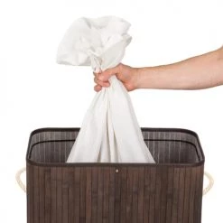 Tectake Paniers Et Corbeilles Panier à Linge Bambou Rectangulaire Marron -Accessoires de cheminée Soldes panier a linge bambou rectangulaire marron 4