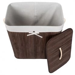 Tectake Paniers Et Corbeilles Panier à Linge Bambou Rectangulaire Marron -Accessoires de cheminée Soldes panier a linge bambou rectangulaire marron 5