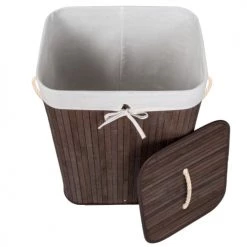 Tectake Paniers Et Corbeilles Panier à Linge Bambou Rectangulaire Marron -Accessoires de cheminée Soldes panier a linge bambou rectangulaire marron 8