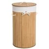 Tectake Paniers Et Corbeilles Panier à Linge Bambou Rond Beige -Accessoires de cheminée Soldes panier a linge bambou rond beige