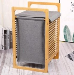 Kitchen Move Paniers Et Corbeilles Panier à Linge Bois Naturel Gris H60cm -Accessoires de cheminée Soldes panier a linge bois naturel gris h60cm 3