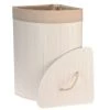 Wadiga Paniers Et Corbeilles Panier à Linge D'angle Blanc En Bambou Et Intérieur Amovible En Coton -Accessoires de cheminée Soldes panier a linge d angle blanc en bambou et interieur amovible en coton
