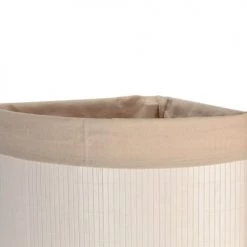 Wadiga Paniers Et Corbeilles Panier à Linge D'angle Blanc En Bambou Et Intérieur Amovible En Coton -Accessoires de cheminée Soldes panier a linge d angle blanc en bambou et interieur amovible en coton 2