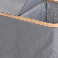 Wadiga Paniers à Linge Panier à Linge Double Compartiment Tissu Gris Et Bambou -Accessoires de cheminée Soldes panier a linge double compartiment tissu gris et bambou 2