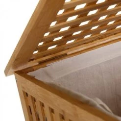 Wadiga Paniers Et Corbeilles Panier à Linge En Bambou Avec Sac Intérieur Amovible -Accessoires de cheminée Soldes panier a linge en bambou avec sac interieur amovible 3