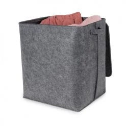 Compactor Paniers à Linge Panier à Linge En Feutrine Grise H50cm -Accessoires de cheminée Soldes panier a linge en feutrine grise h50cm 3