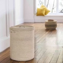 Casatera Paniers à Linge Panier à Linge En Jonc De Mer Marron -Accessoires de cheminée Soldes panier a linge en jonc de mer marron 2