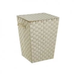 Wadiga Paniers à Linge Panier à Linge En Polypropylène Beige Avec Couvercle - 38x38x50cm