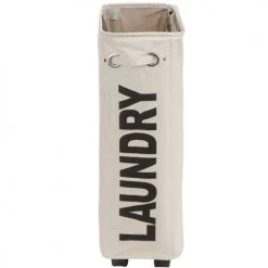 Tectake Paniers Et Corbeilles Panier à Linge étroit Sur Roulettes Beige -Accessoires de cheminée Soldes panier a linge etroit sur roulettes beige 1