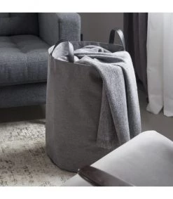 Casâme Paniers Et Corbeilles Panier à Linge Haut Avec Poignées D40 Cm - Gris -Accessoires de cheminée Soldes panier a linge haut avec poignees d40 cm gris 3