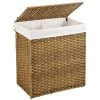 Calicosy Paniers Et Corbeilles Panier à Linge Marron Pliable Effet Rotin Avec Couvercle Et Poignées -Accessoires de cheminée Soldes panier a linge marron pliable effet rotin avec couvercle et poignees