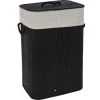 Wadiga Paniers Et Corbeilles Panier à Linge Noir En Bambou Et Intérieur Amovible En Coton -Accessoires de cheminée Soldes panier a linge noir en bambou et interieur amovible en coton