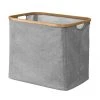 Casâme Paniers Et Corbeilles Panier à Linge Pliable Cadre Bambou Coloris Gris -Accessoires de cheminée Soldes panier a linge pliable cadre bambou coloris gris