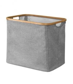 Casâme Paniers Et Corbeilles Panier à Linge Pliable Cadre Bambou Coloris Gris