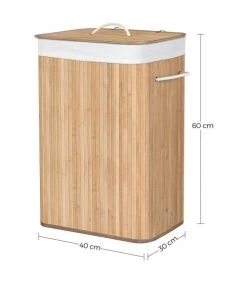 Calicosy Paniers Et Corbeilles Panier à Linge Pliable En Bambou - L40 X H60 Cm - Marron -Accessoires de cheminée Soldes panier a linge pliable en bambou l40 x h60 cm marron 2