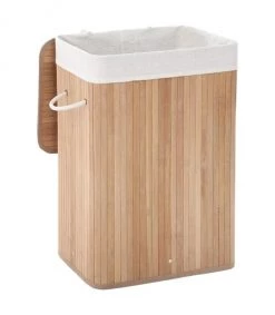 Calicosy Paniers Et Corbeilles Panier à Linge Pliable En Bambou - L40 X H60 Cm - Marron