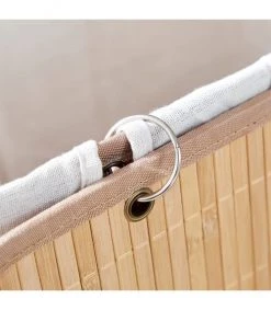 Calicosy Paniers Et Corbeilles Panier à Linge Pliable En Bambou - L40 X H60 Cm - Marron -Accessoires de cheminée Soldes panier a linge pliable en bambou l40 x h60 cm marron 3