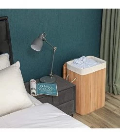 Calicosy Paniers Et Corbeilles Panier à Linge Pliable En Bambou - L40 X H60 Cm - Marron -Accessoires de cheminée Soldes panier a linge pliable en bambou l40 x h60 cm marron 4