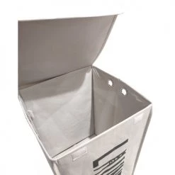 Meubletmoi Paniers Et Corbeilles Panier à Linge Pliant Carré En Tissu Blanc Cassé Avec Couvercle -Accessoires de cheminée Soldes panier a linge pliant carre en tissu blanc casse avec couvercle 2