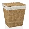Wadiga Paniers à Linge Panier à Linge Rectangulaire En Rotin Et Intérieur En Lin -Accessoires de cheminée Soldes panier a linge rectangulaire en rotin et interieur en lin
