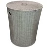 Home Bain Paniers Et Corbeilles Panier à Linge Rond Avec Couvercle Gris -Accessoires de cheminée Soldes panier a linge rond avec couvercle gris