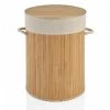 Wadiga Paniers à Linge Panier à Linge Rond Bambou Poignées Corde Intérieur Amovible Beige -Accessoires de cheminée Soldes panier a linge rond bambou poignees corde interieur amovible beige