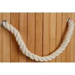 Wadiga Paniers à Linge Panier à Linge Rond En Bambou Et Intérieur Amovible En Coton H60cm -Accessoires de cheminée Soldes panier a linge rond en bambou et interieur amovible en coton h60cm 2