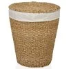 Wadiga Paniers à Linge Panier à Linge Rond En Rotin Et Intérieur En Lin -Accessoires de cheminée Soldes panier a linge rond en rotin et interieur en lin