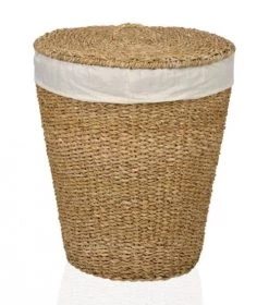 Wadiga Paniers à Linge Panier à Linge Rond En Rotin Et Intérieur En Lin