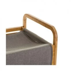Casaselección Paniers à Linge Panier à Linge Tissu Gris Et Bambou - 40.5x35x60.5cm -Accessoires de cheminée Soldes panier a linge tissu gris et bambou 40 5x35x60 5cm 2