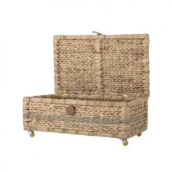 Bloomingville Paniers Et Corbeilles Panier Avec Couvercle En Jacinthe D'eau Beige