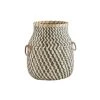 Madam Stoltz Paniers Et Corbeilles Panier Avec Poignées En Bambou Beige -Accessoires de cheminée Soldes panier avec poignees en bambou beige
