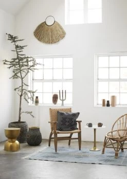 Madam Stoltz Paniers Et Corbeilles Panier Avec Poignées En Bambou Gris -Accessoires de cheminée Soldes panier avec poignees en bambou gris 2