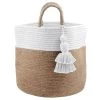 Stof Paniers Et Corbeilles Panier Beige Et Blanc En Jute Et Coton -Accessoires de cheminée Soldes panier beige et blanc en jute et coton