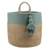 Stof Paniers Et Corbeilles Panier Beige Et Bleu-vert En Jute Et Coton -Accessoires de cheminée Soldes panier beige et bleu vert en jute et coton 3
