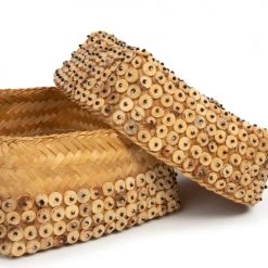 Bazar Bizar Paniers Et Corbeilles Panier Carré En Coquille De Noix De Coco Naturel Lot De 2 -Accessoires de cheminée Soldes panier carre en coquille de noix de coco naturel lot de 2 2