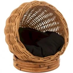 ReCollection Paniers Et Corbeilles Panier Chat Bois Clair Rotin 41x43,5x43,5cm