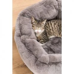 ReCollection Paniers Et Corbeilles Panier Chat Gris Polyester 50x50x19cm -Accessoires de cheminée Soldes panier chat gris polyester 50x50x19cm 2